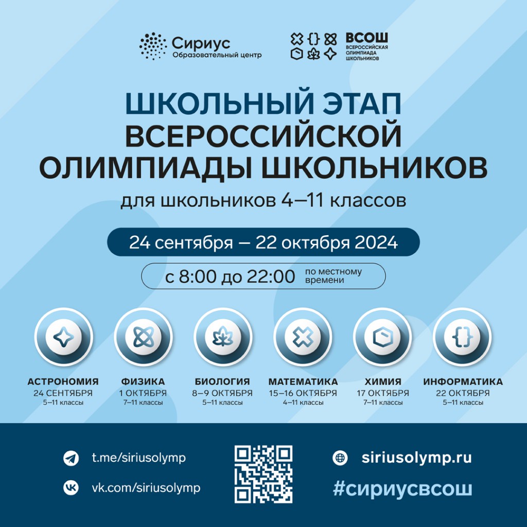 Школьный этап Всероссийской олимпиады школьников в 2024-2025 учебном году.